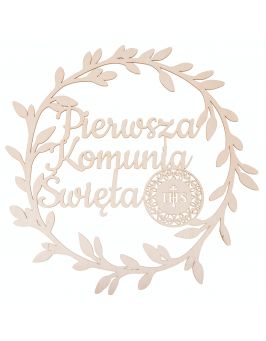 Koło IHS wianek dekoracje Komunia 50cm grawer