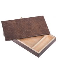 Drewniane Pudełko na zdjęcia i pendrive Decoupage kolor ciemny brąz