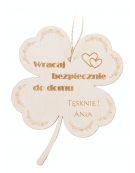 Drewniana Zawieszka do auta samochodu koniczyna  grawer