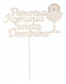 Pierwsza Komunia Święta IHS Topper na Tort grawer