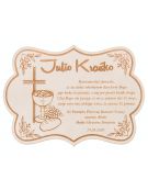 Kartka na Komunie drewniana życzenia grawer