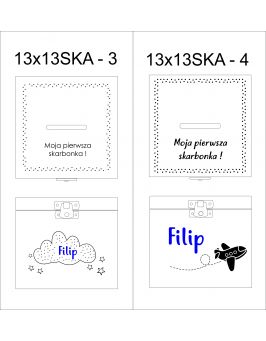 Drewniana skarbonka - Zbieram pierwszy milion + IMIĘ