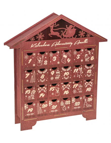 Kalendarz Adwentowy drewniany domek na święta