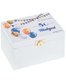 PREZENT NA 50 60 40 30 18 URODZINY NADRUK PUDEŁKO tip box kolor bialy