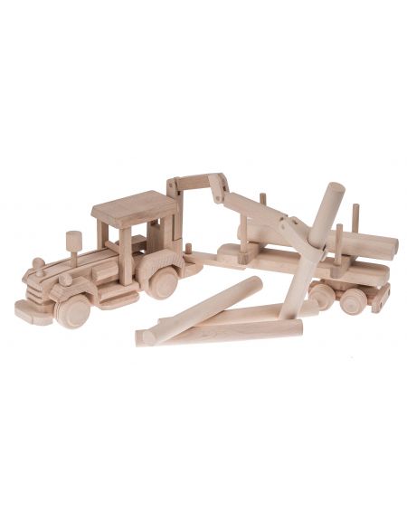 Drewniany traktor HDS z balami Drewniany traktor HDS z balami
