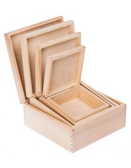 Drewniane pudełko pojemnik 4w1 kwadrat