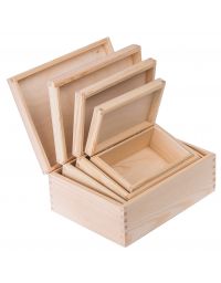 Drewniane pudełko pojemnik 4w1 prostokąt