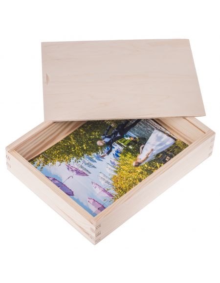 Drewniane pudełko na zdjęcia 15x21 cm