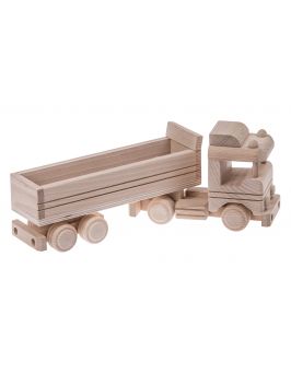 Ciężarówka z naczepą drewniana zabawka