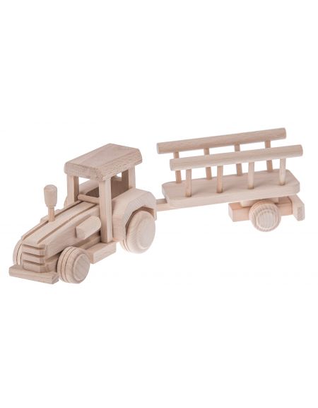 Traktor z wozem drewniana zabawka Traktor z wozem drewniana zabawka