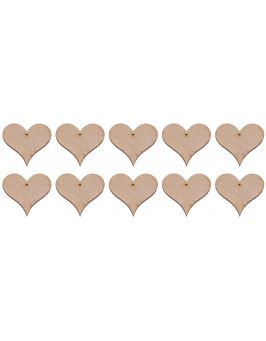 Drewniane serce 2 zawieszka 4x4 cm 10 szt.