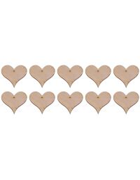 Drewniane serce 2 3x3 cm zawieszka 10 szt.