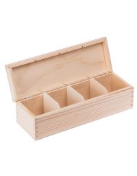 Pudełko drewniane ,  pojemnik na herbatę herbaciarka NELA 4P