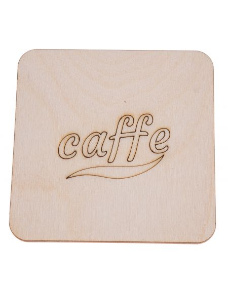 Podkładka pod kubek z grawerem CAFFE kwadrat 10x10 cm