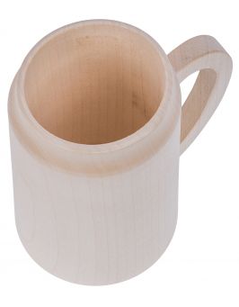 Drewniany kufel, kubek z rączką biały