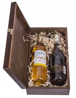 Drewniane pudełko na wino Carmen V - kolor ciemny brąz