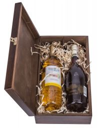 Drewniane pudełko na wino Carmen V - kolor ciemny brąz