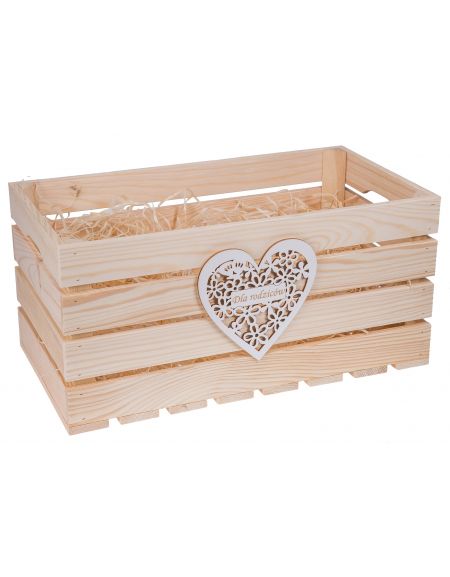 Skrzynka drewniana 50x27x25,5 cm z sercem GRAWER Skrzynka drewniana 50x27x25,5 cm z sercem GRAWER
