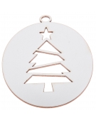Zawieszka świąteczna biała - Bombka z choinką B2