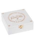 Drewniane pudełko 16x16, kolor biały z grawerem WALENTYNKI