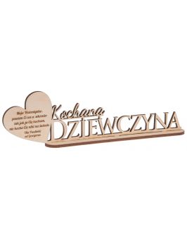 Napis drewniany na podstawce "Kochana Dziewczyna"