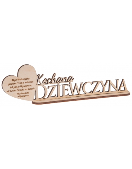 Napis na podstawce "Kochana Dziewczyna"