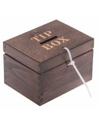 Drewniane pudełko 16x12x11 kolor brąz - TIP BOX skarbonka, grawer