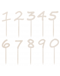 Drewniane cyferki, liczby na piku, topper, na stół