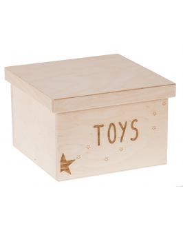 Drewniane pudełko na zabawki z grawerem duże