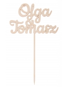 Drewniany topper/ozdoba do kwiatów - IMIONA, grawer