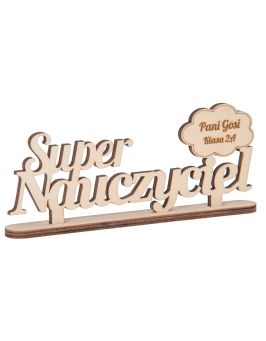 "Super Nauczyciel" na podstawce + tabliczka z dedykacją