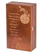 Skrznka na dwa wina, kolor orzech z grawerem - ŚWIĘTA