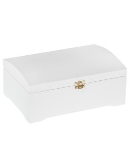 Kufer sosnowy 30x20cm, kolor biały z zapięciem