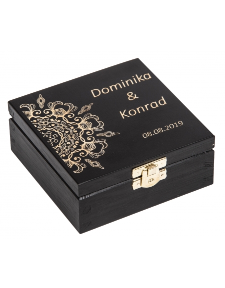 Pudełko 12x12cm z grawerem - czarne Pudełko 12x12cm z grawerem - czarne