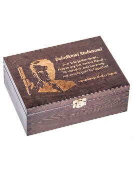 Drewnane pudełko na herbatę Nela 6z dla Dziadka