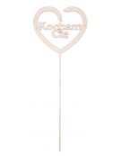 Drewniane serduszko na piku - Kocham Cię