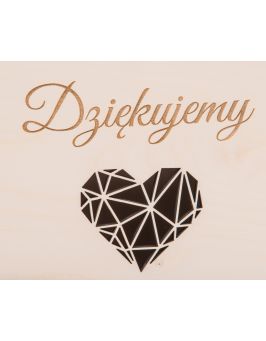 Drewniana skrzynia na koperty 29x20x23cm DZIĘKUJEMY