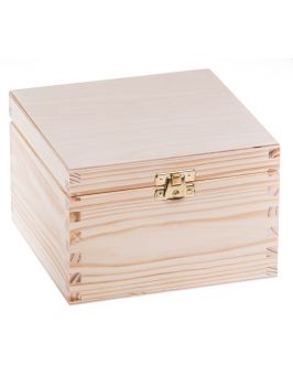 Drewniane pudełko 16x16x10,5cm + zatrzask
