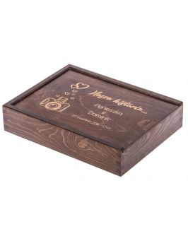 Personalizowane pudełko na zdjęcia 15x21cm ciemny brąz