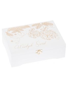 Pudełko drewniane CHOCO II prezenty świąteczne, kolor biały, grawer  ŚWIĘTA
