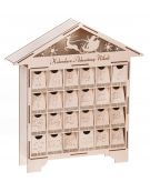 Kalendarz Adwentowy drewniany domek na święta, grawer