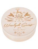 Pudełko z ŁUBY ozdobne okrągłe ŚWIĘTA prezent, grawer imię