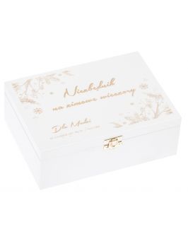 Pudełko drewniane na herbatę 6, kolor biały, grawer  prezent ŚWIĘTA niezbędnik