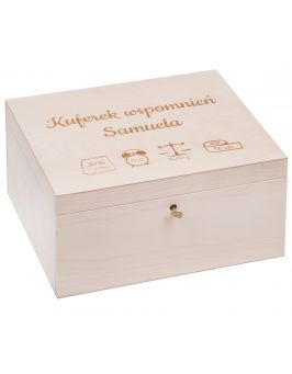 Drewniane pudełko wspomnień METRYCZKA prezent chrzest, grawer