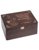 Drewniana skrzynka z deklem bez otworów na Walentynki, kolor brąz, grawer