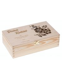 Pudełko drewniane 28x16 z grawerem naturalne Dzień Kobiet